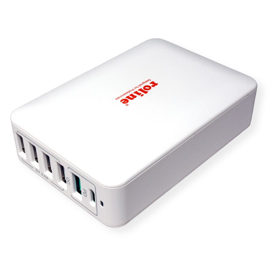 ROLINE Chargeur USB 6 ports USB (4x USB A, 1x USB C, 1x USB A QC3.0), max. 60W