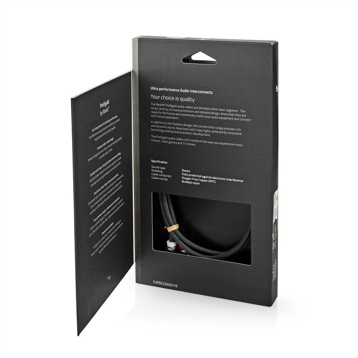 Nedis Stereo-Audiokabel, 1x Klinken ST, 2x Cinch ST, grau, 1 m