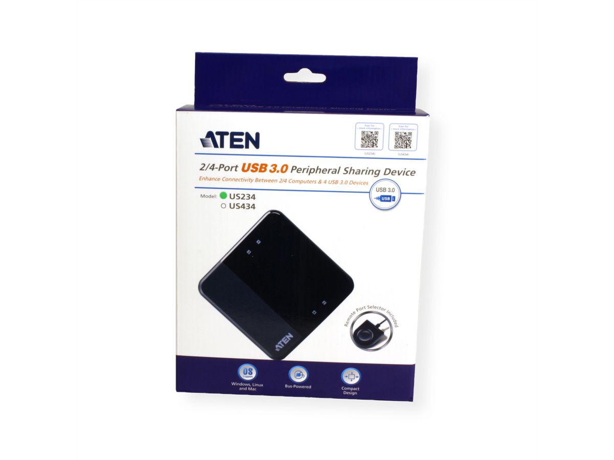 ATEN US234 Switch de partage des périphériques USB 3.0 à 2 ports