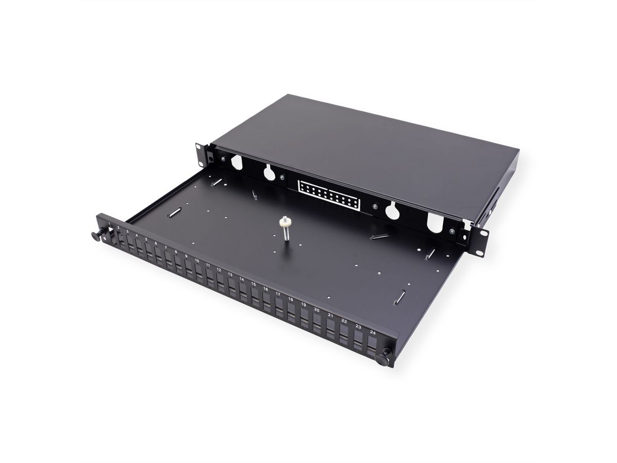 VALUE 19-Zoll-Spleißbox leer 1 HE, 24x SC DX / LC 4-fach, ausziehbar