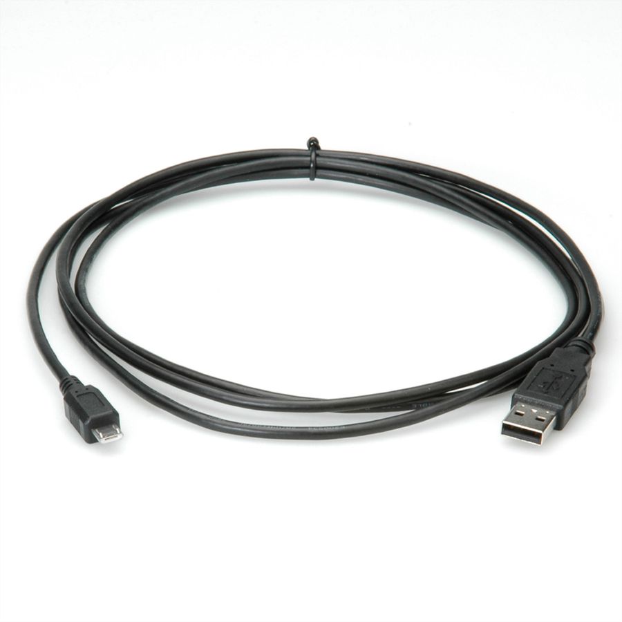 ROLINE Câble USB 2.0, USB A mâle - Micro USB B mâle, noir, 0,8 m