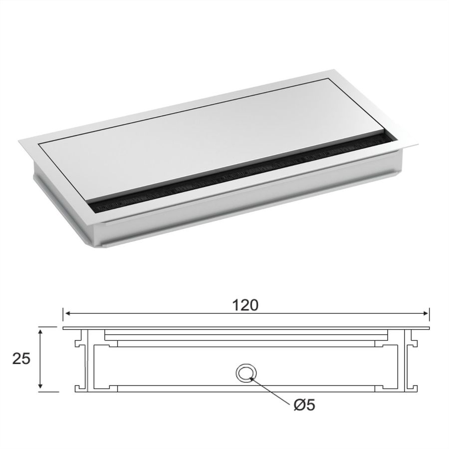 BACHMANN LOOP SQUARE Passe-câbles, argent