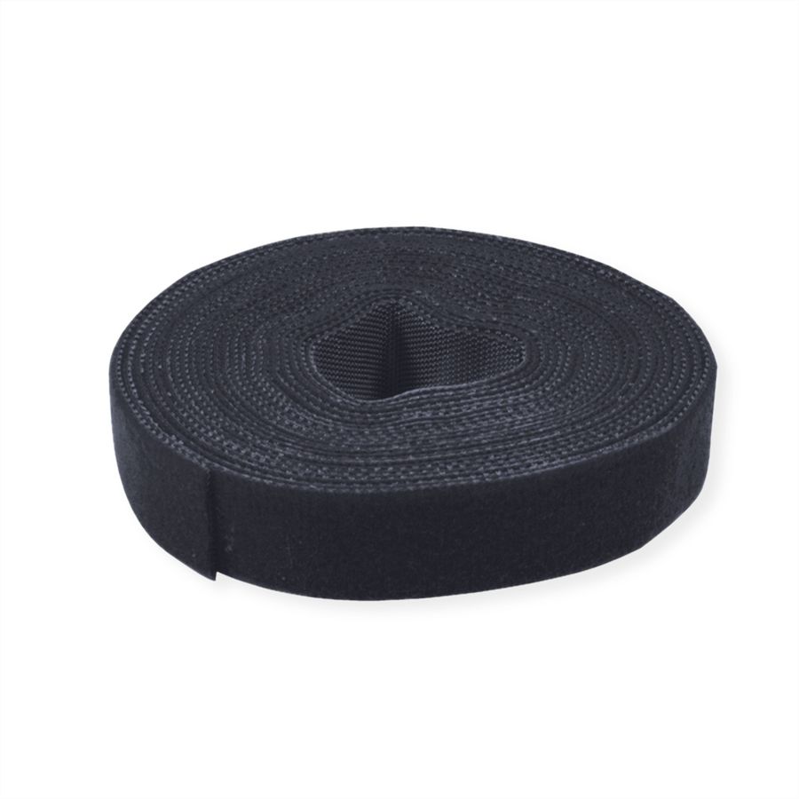 VALUE Bande auto-agrippante sur rouleau, 10mm, noir, 25 m