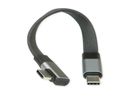 ROLINE Câble USB4 2.0 plat, C–C, M/M, un côté coudé à 90°, 8K UHD-2, 80Gbit/s, 240W, noir, 0,13 m
