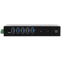 EXSYS EX-12297HMS HUB métallique 7 ports USB 3.2 Gen 2x1, 2x USB-C et 5x USB-A 3.2 Gen 1, pour table, mur et rail DIN