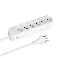 Steffen Bloc multiprises Compact 6 prises, sans interrupteur, blanc, 1.5m