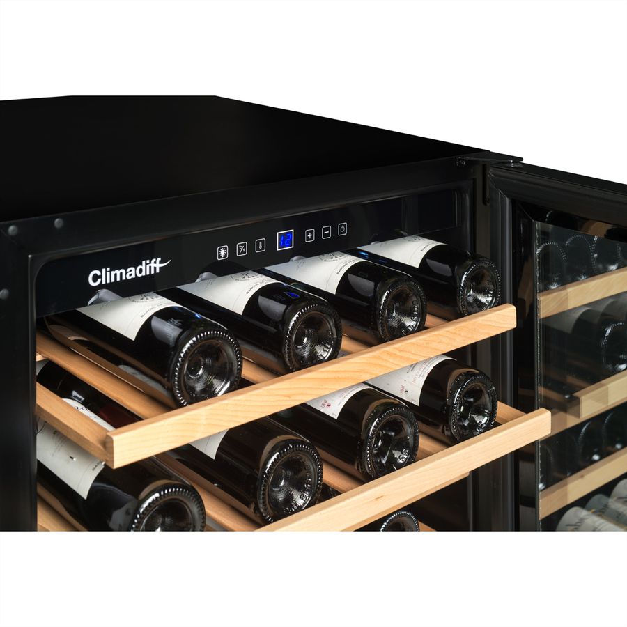 Climadiff Armoire à vin CBU51S2B, encastrable, 1 zone, 51 bouteilles