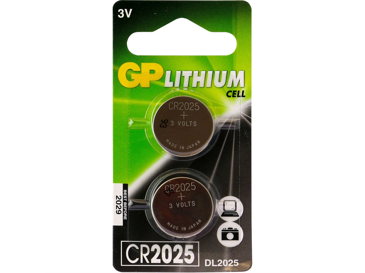 GP Batteries Knopfzelle CR2025, 3V, 2Stk., Lithium