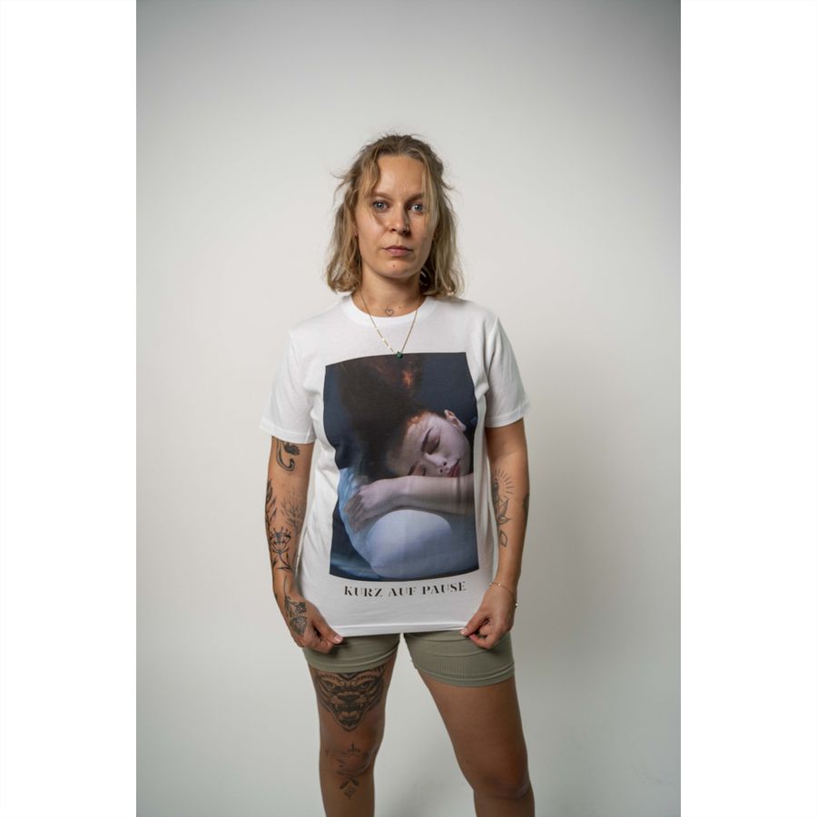 Kurz auf Stop Shirt weiss (Unisex), S