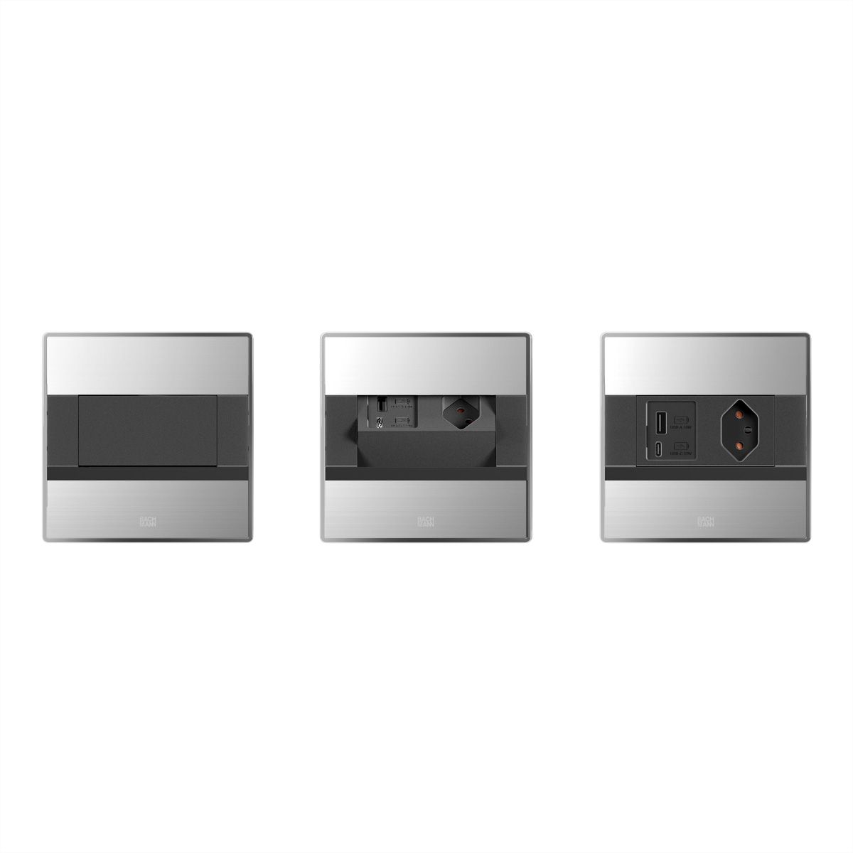 BACHMANN SENSE Edelstahl-Optik 1x CH T13, 1xUSB A/C L=2,0m T12
