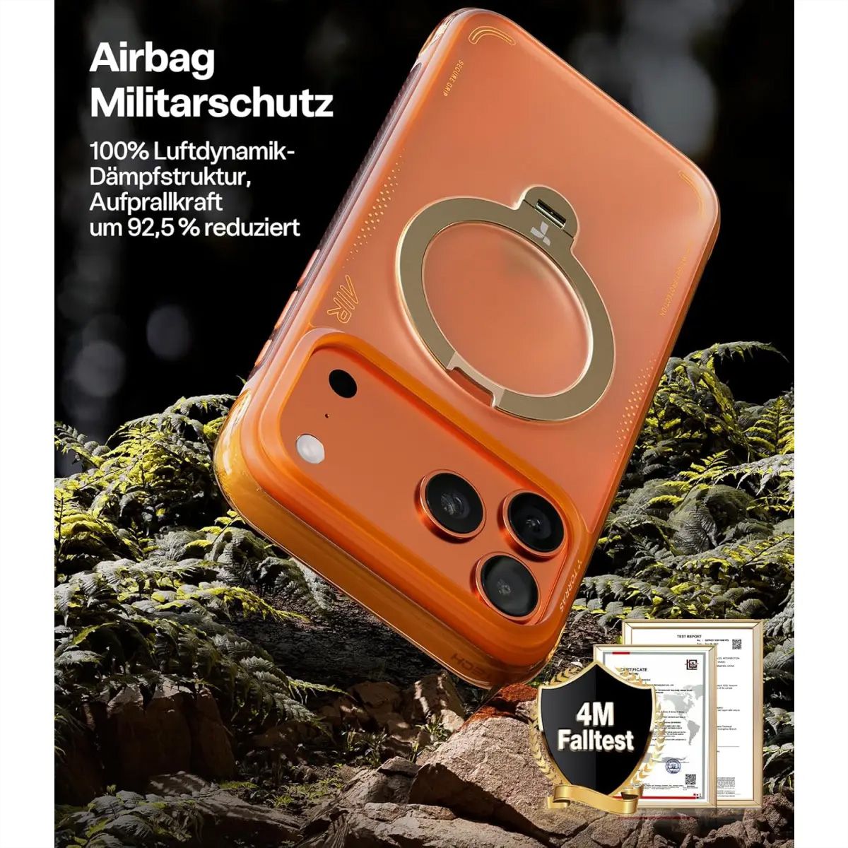 Torras Ostand Q3 Air Case, iPhone 17 Pro, Magsafe, orange