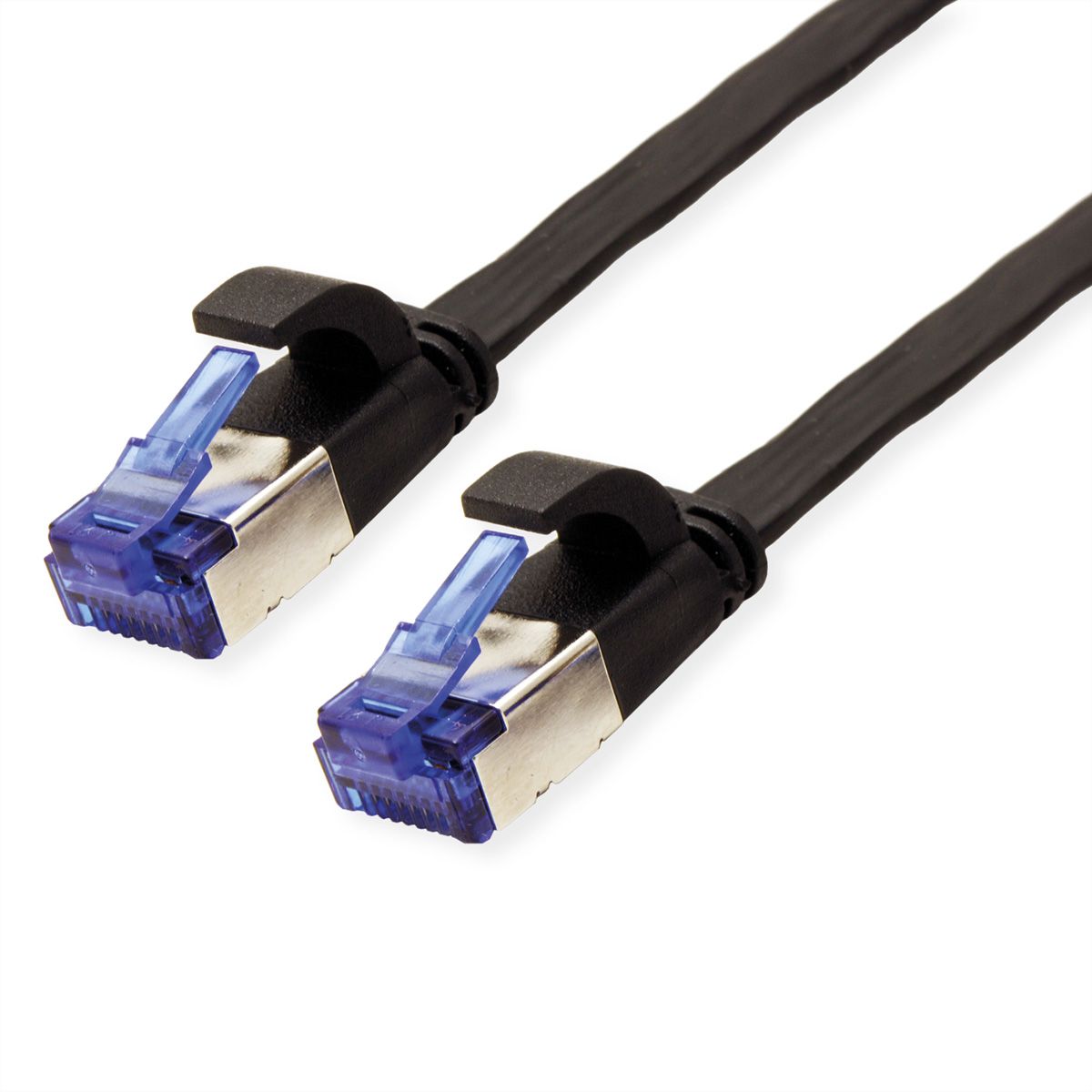 Cordon VALUE Cat.6A (Classe EA) F/UTP confectionné, plat, noir, 0,5 m