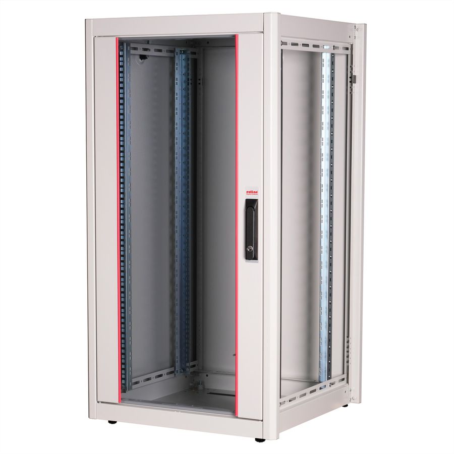 ROLINE 19-Zoll Netzwerkschrank Basic 22 HE, 600x600 BxT Glastür grau