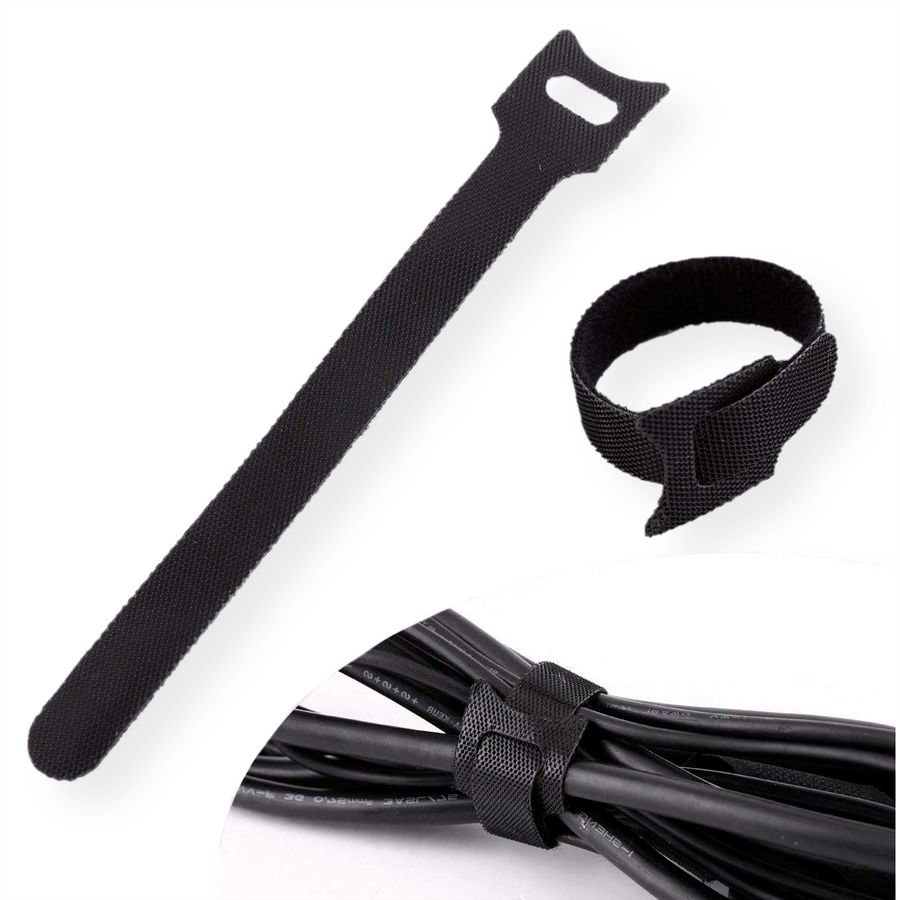 VALUE Bande auto-agrippante avec languette, par 20, noir, 15 cm