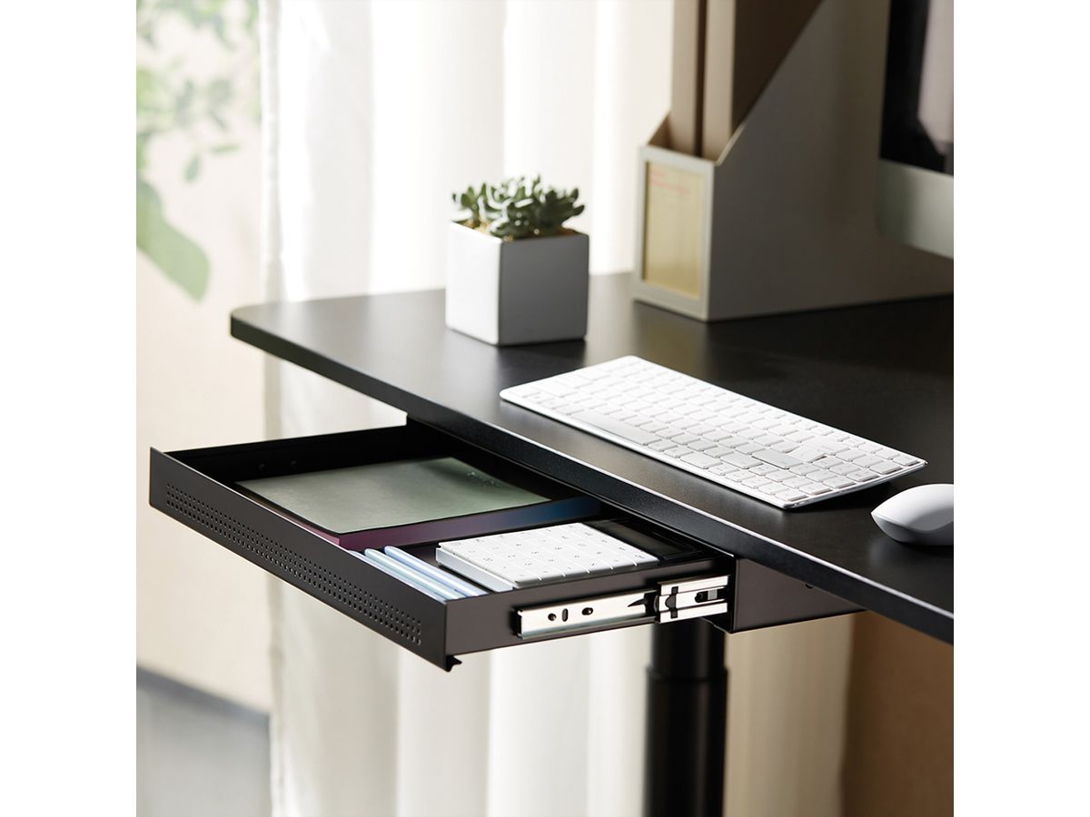 Tiroir Organisateur Rotatif Sous Bureau - Avec Porte-gobelet, Fixation Sans Perçage, Acier (26.2x19.5x7.5 Cm) - 3