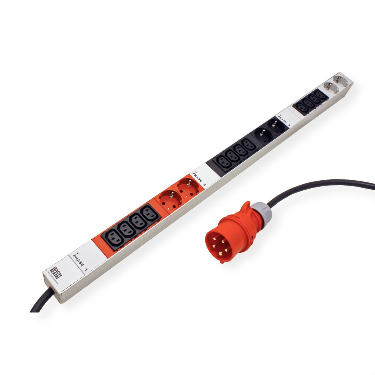 BACHMANN IT PDU ALU 0HE 12x C13 6x Schutzkontakt 3x 16A CEE rot