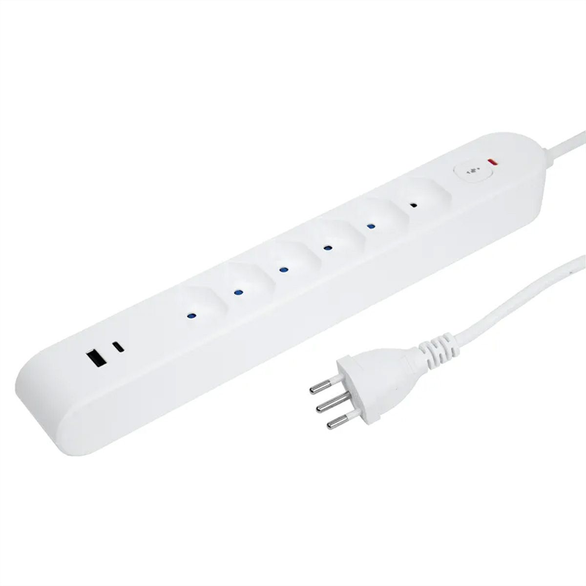 Steffen Bloc multiprises de bureau Alu Desk, 2x T13, 1x USB-A, 1x USB-C, 1.5m, blanc