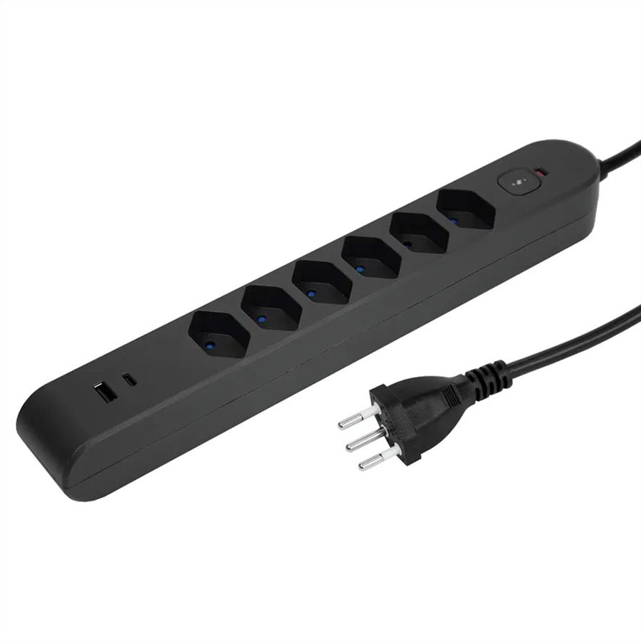 Steffen Bloc multiprises de bureau Alu Desk, 2x T13, 1x USB-A, 1x USB-C, 1.5m, blanc