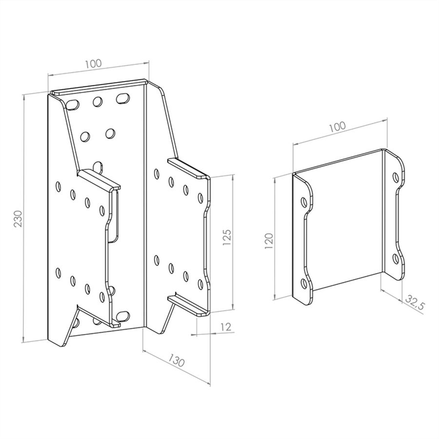 Hagor Adaptateur mural CPS - Back to Back Rail, adapter for from wall installation