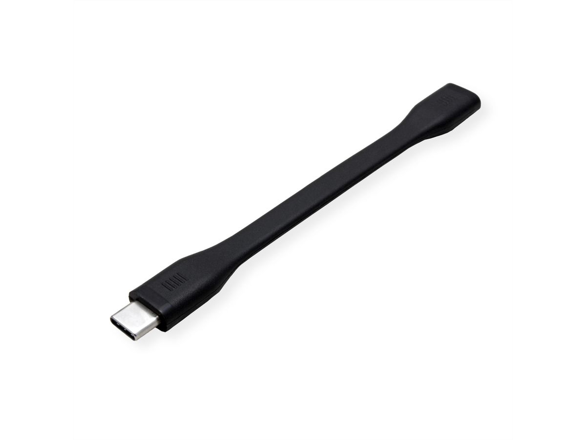 ROLINE Câble USB4 Gen3x2, C-C, M/F, 8K UHD-2, 40Gbit/s, 100W, plat, noir, 11,5 cm