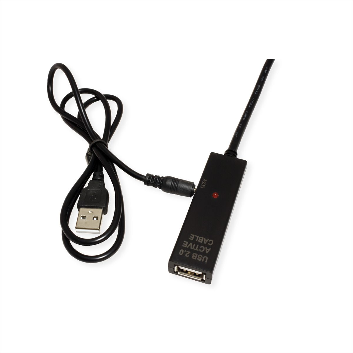 VALUE USB Prolongation active 2.0 avec Repeater, A-C, noir, 20 m