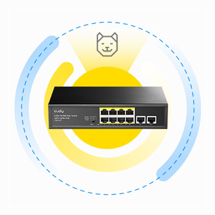 CUDY FS1010P Switch 8 ports 10/100M PoE+, 2 ports Uplink 120W