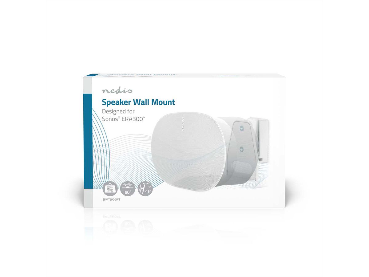 Nedis Lautsprecher-Wandhalterung für Sonos Era300 weiss, Wand, 5 kg, neig- und drehbar