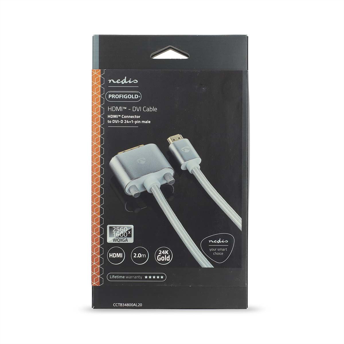 Nedis DVI vers HDMI, ST/ST, argent, 2 m