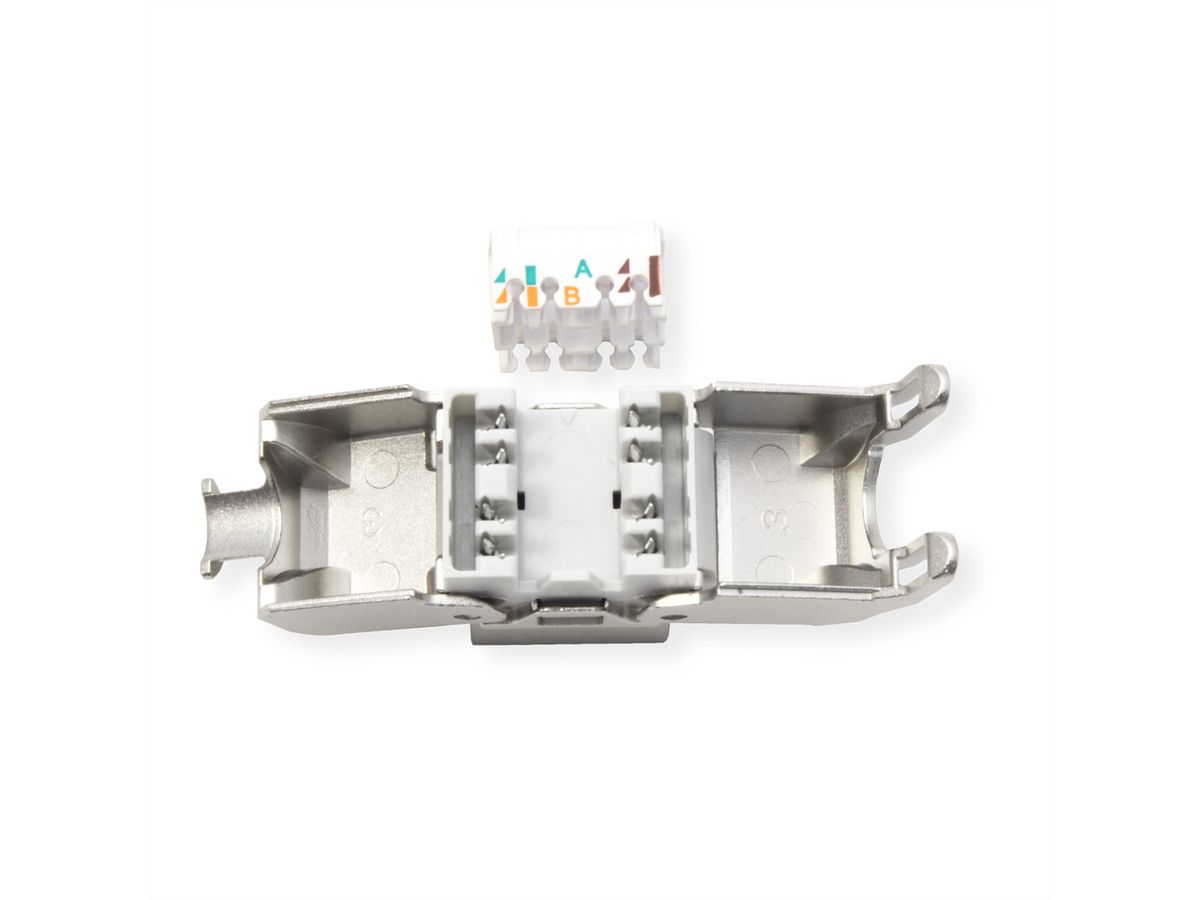 ROLINE Cat.6A (Class EA) Keystone, RJ-45, geschirmt, werkzeuglos, silberfarben