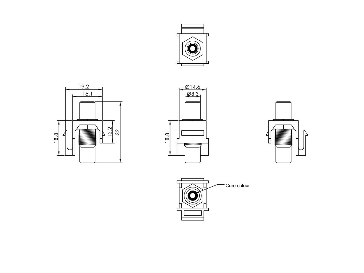 VALUE Coupleur Keystone RCA, plastique, jaune