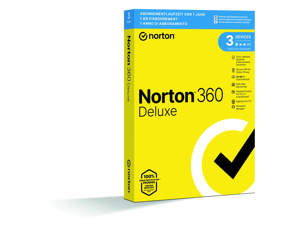 Norton Security 360 Deluxe 1 User, 25GB, 3 PC
