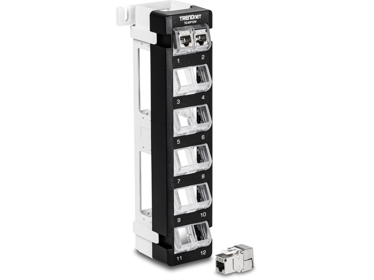 TRENDnet TC-KP12V Panneau de brassage Keystone vierge à 12 ports, montage mural coudé