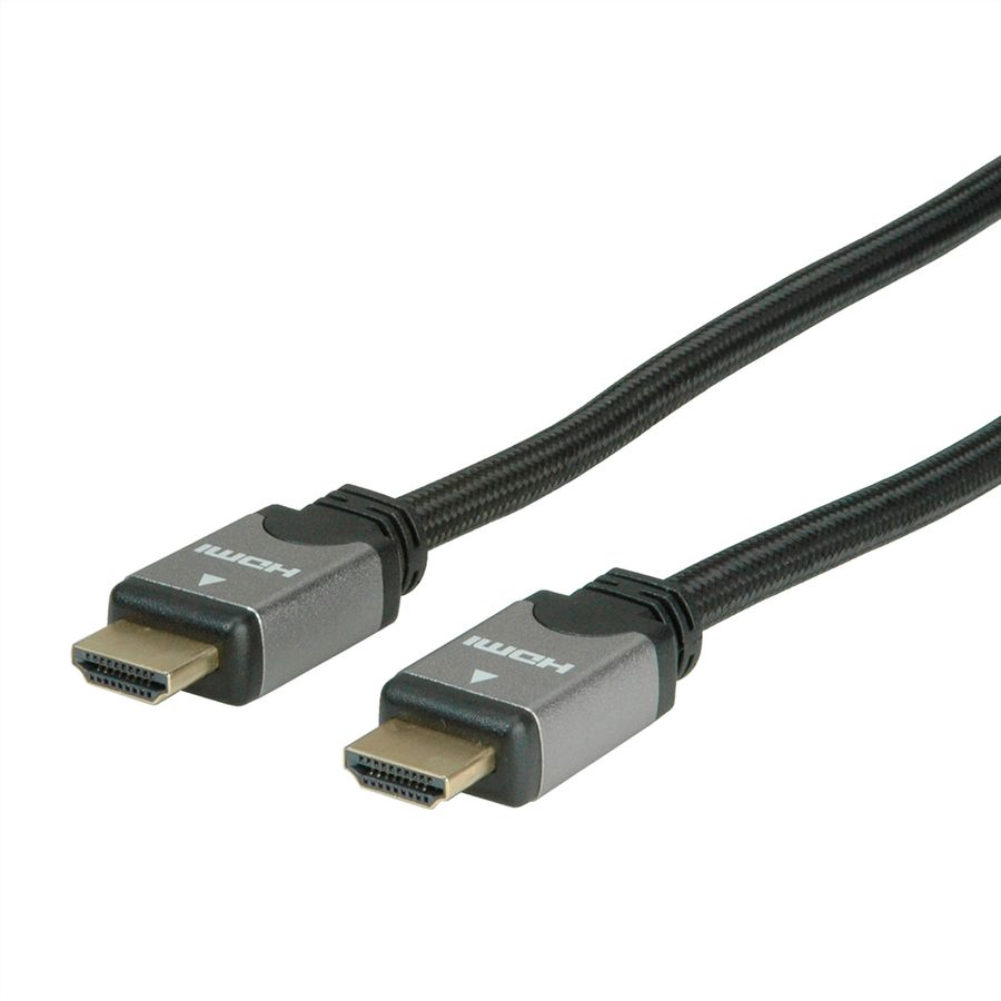 ROLINE HDMI High Speed Kabel mit Ethernet, ST-ST, schwarz / silber, 1 m