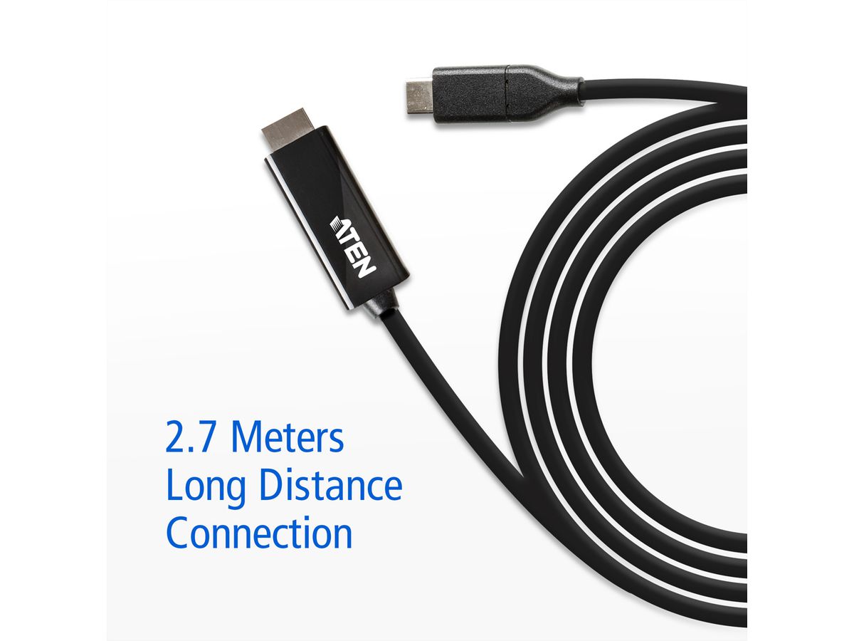 ATEN UC3238 Convertisseur USB-C à HDMI 4K, 2,7 m