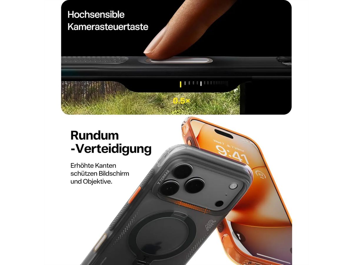 Torras Ostand Q3 Air Schutzhülle, iPhone 17 Pro Max, MagSafe, schwarz