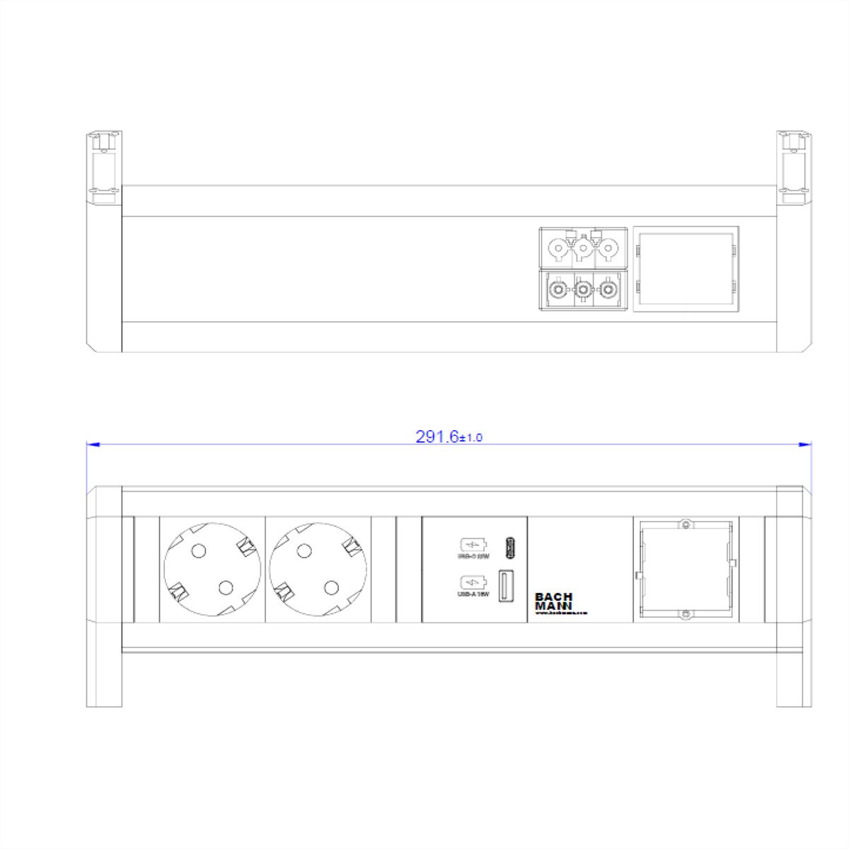 BACHMANN DESK 2x contact de protection USB A&C