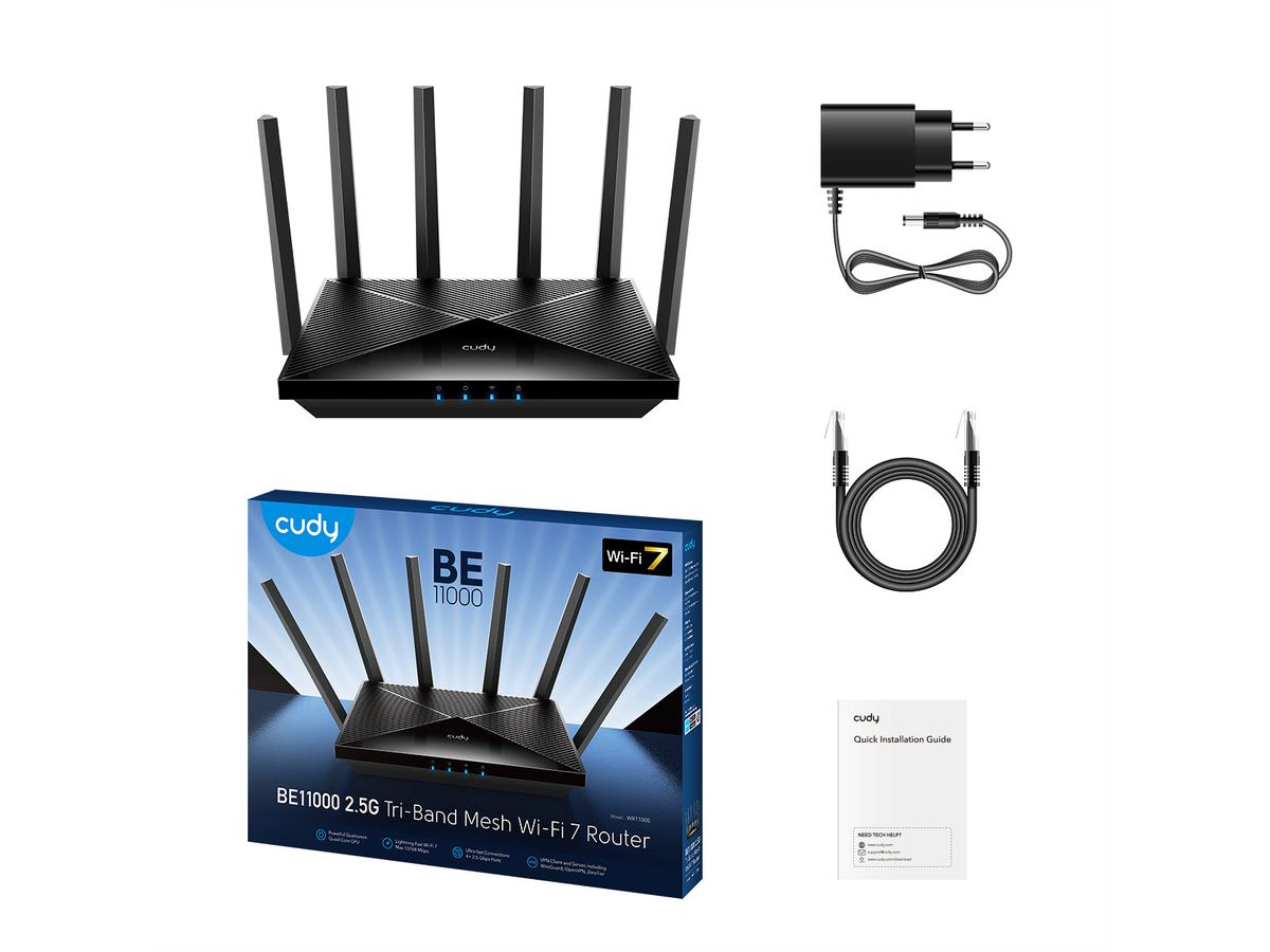 CUDY WR11000 BE11000 Tri-Band2.5G Wi-Fi 7 Mesh Router