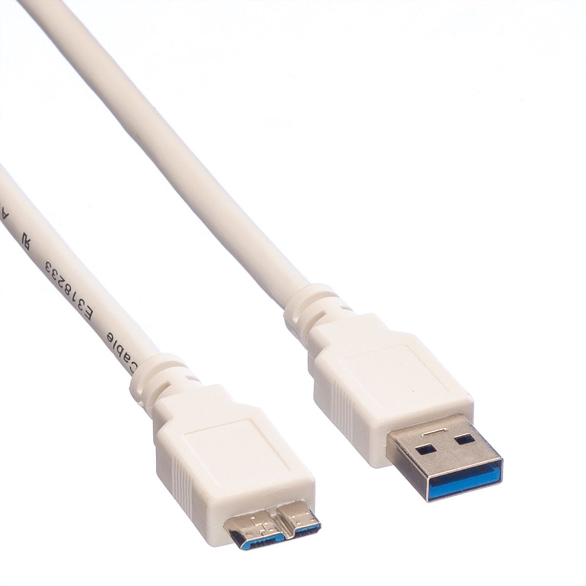 VALUE Câble USB 3.2 Gen 1, A M - Micro B M, blanc, 0,15 m