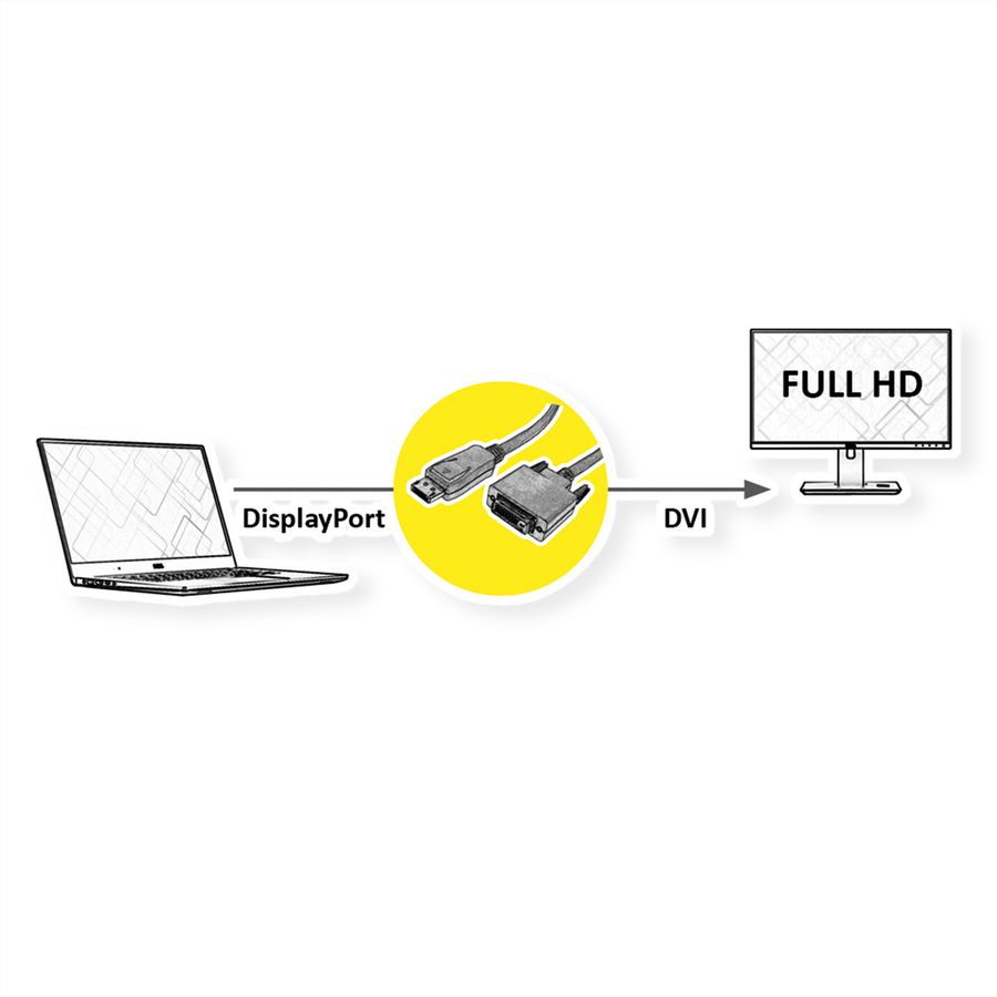 VALUE Câble DisplayPort DP M - DVI(24+1) M, LSOH, noir, 5 m