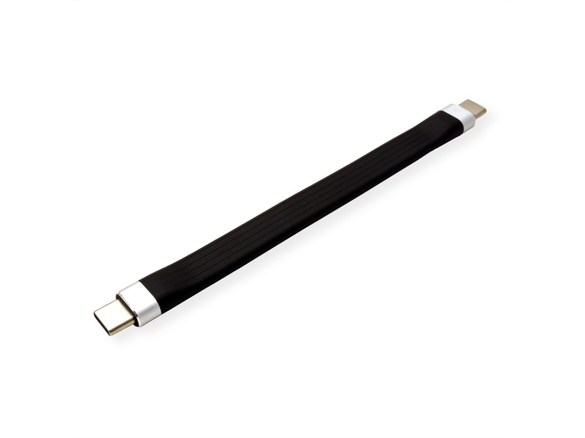ROLINE Câble USB 3.2 Gen 2 en silicone, avec PD, Emark, C-C, M/M, 8K UHD, 10Gbit/s, 60W, noir, 11 cm