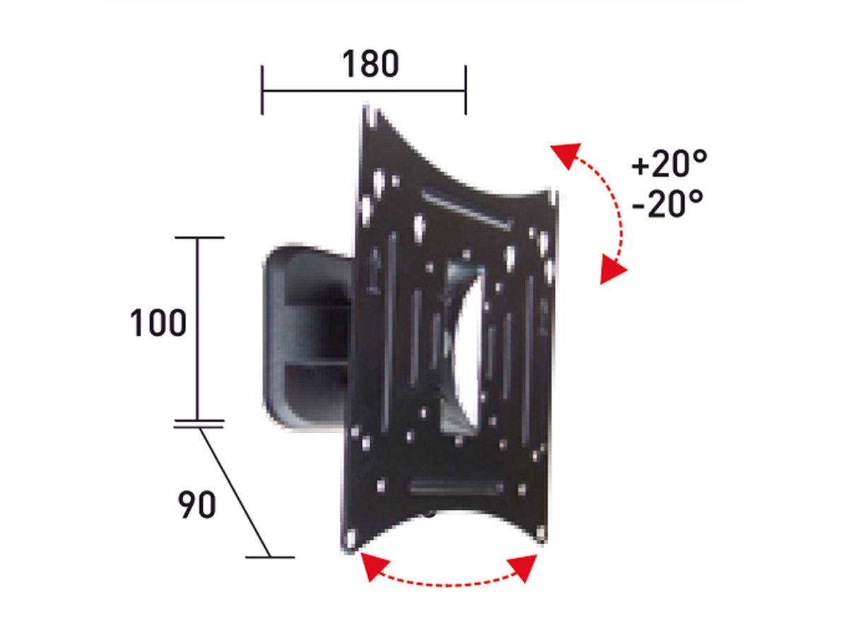 ROLINE LCD/TV-Wandhalterung, 2 Drehpunkte, 10-40 Zoll, bis 20 kg