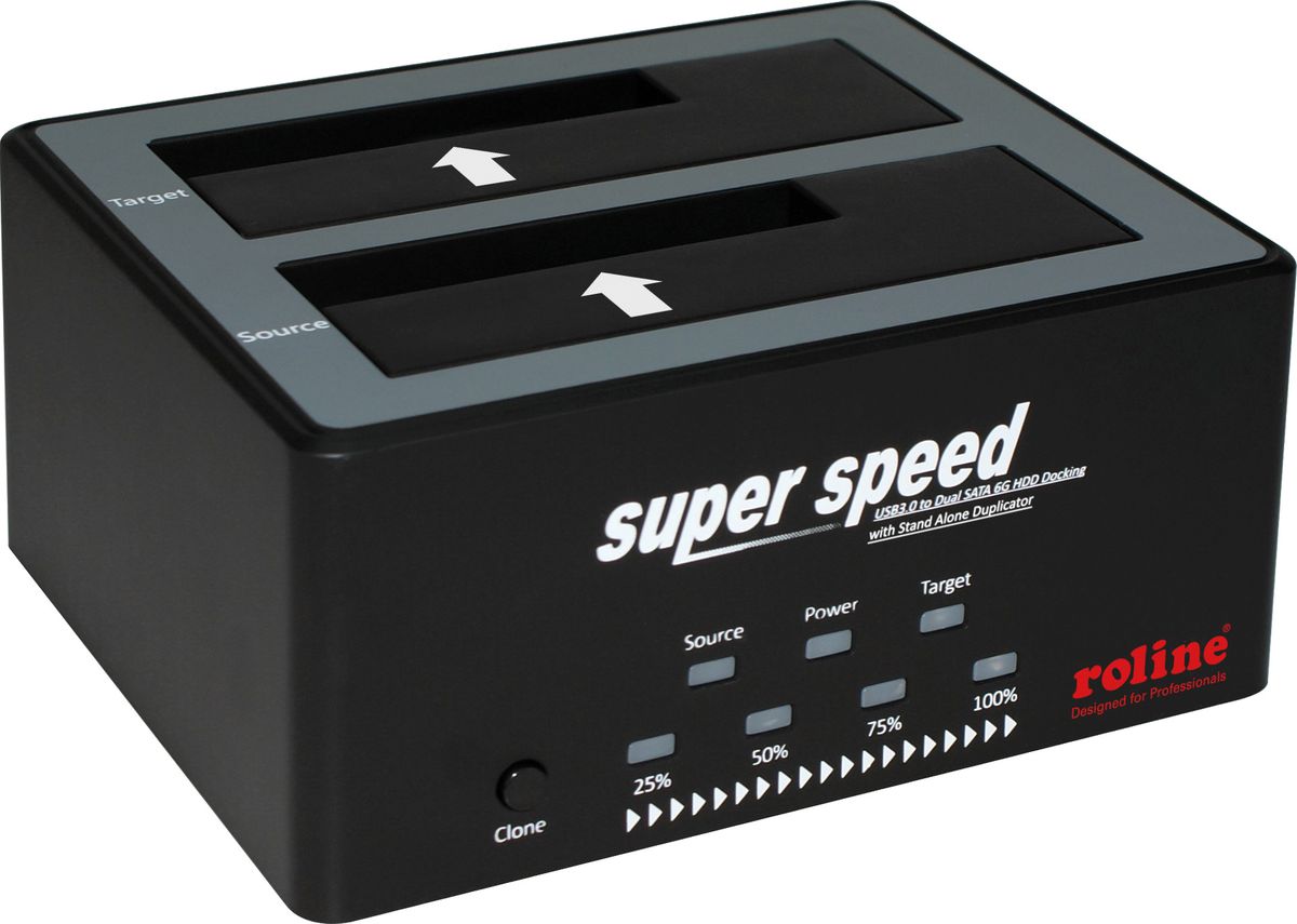 ROLINE 2.5" / 3.5" SATA HDD/SSD Docking Station, USB 3.2 Gen 1, HDD-Clone-Funktion