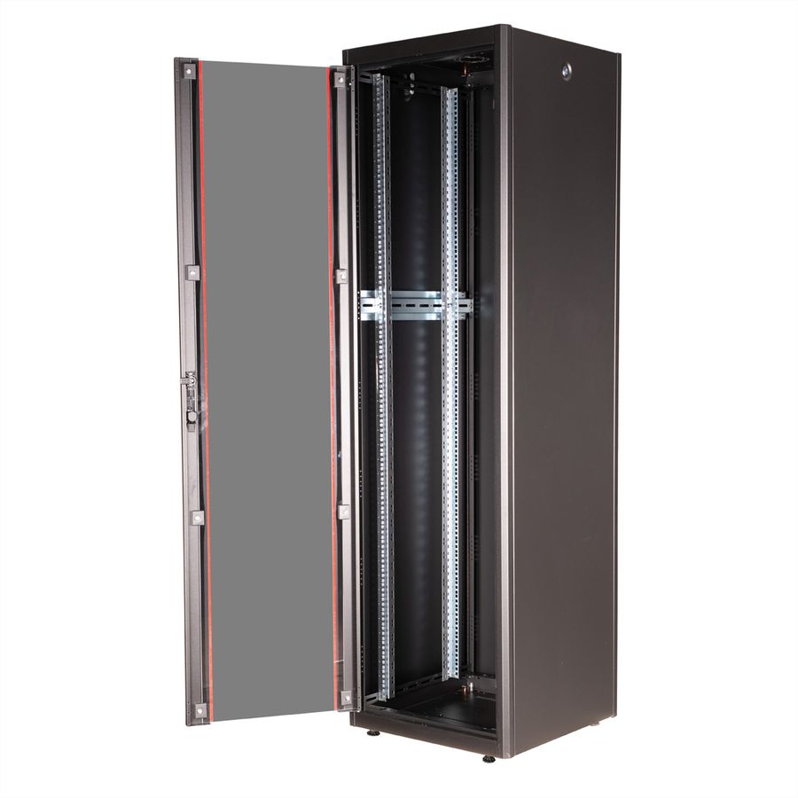 ROLINE 19-Zoll Netzwerkschrank Basic 42 HE, 600x600 BxT Glastür schwarz