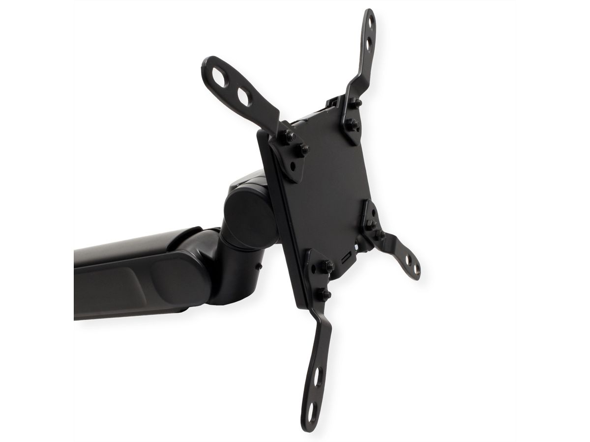 ROLINE Schwerlast-LCD-Arm, Trägerstange, 4 Gelenke, Tischmontage, bis 27 kg, schwarz
