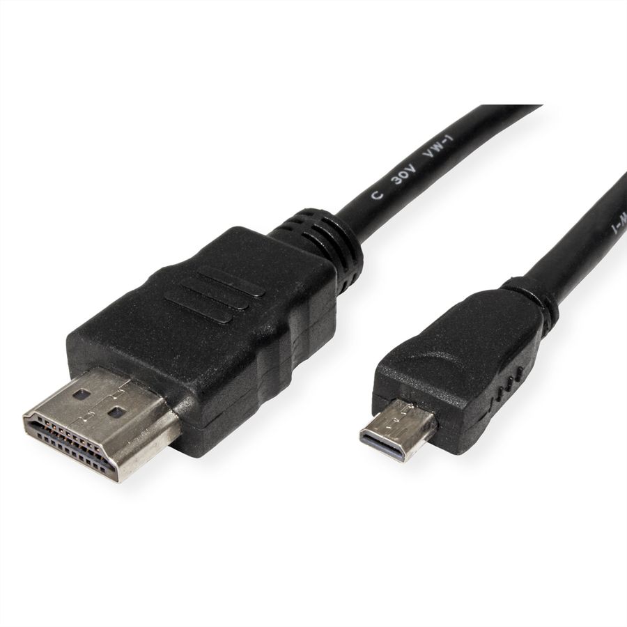 ROLINE GREEN Câble HDMI High Speed avec Ethernet, HDMI M - Micro HDMI M, 2 m
