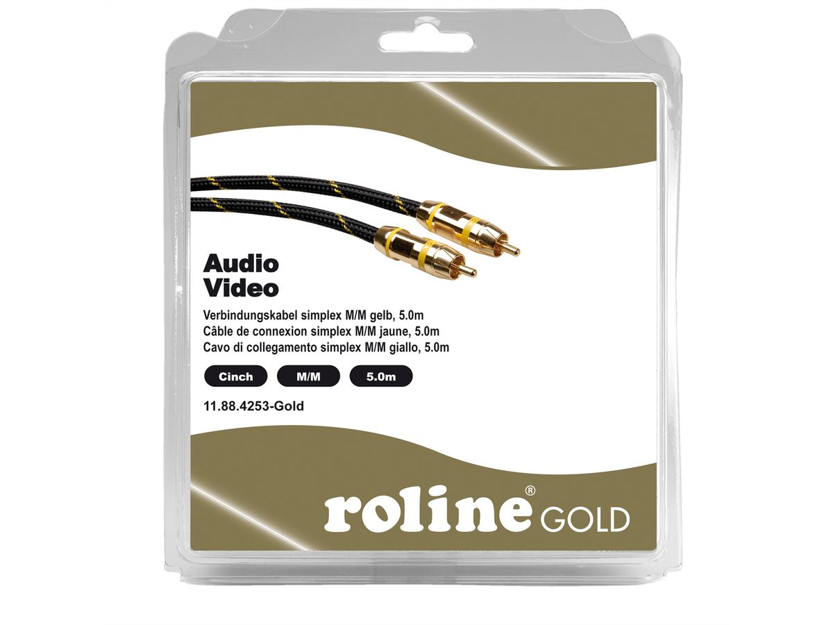 ROLINE GOLD Cinch-Verbindungskabel simplex ST/ST, gelb, Retail Blister, 5 m