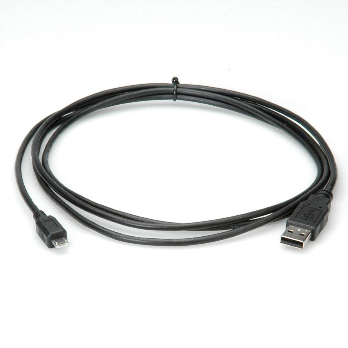 ROLINE Câble USB 2.0, USB A mâle - Micro USB B mâle, noir, 0,8 m