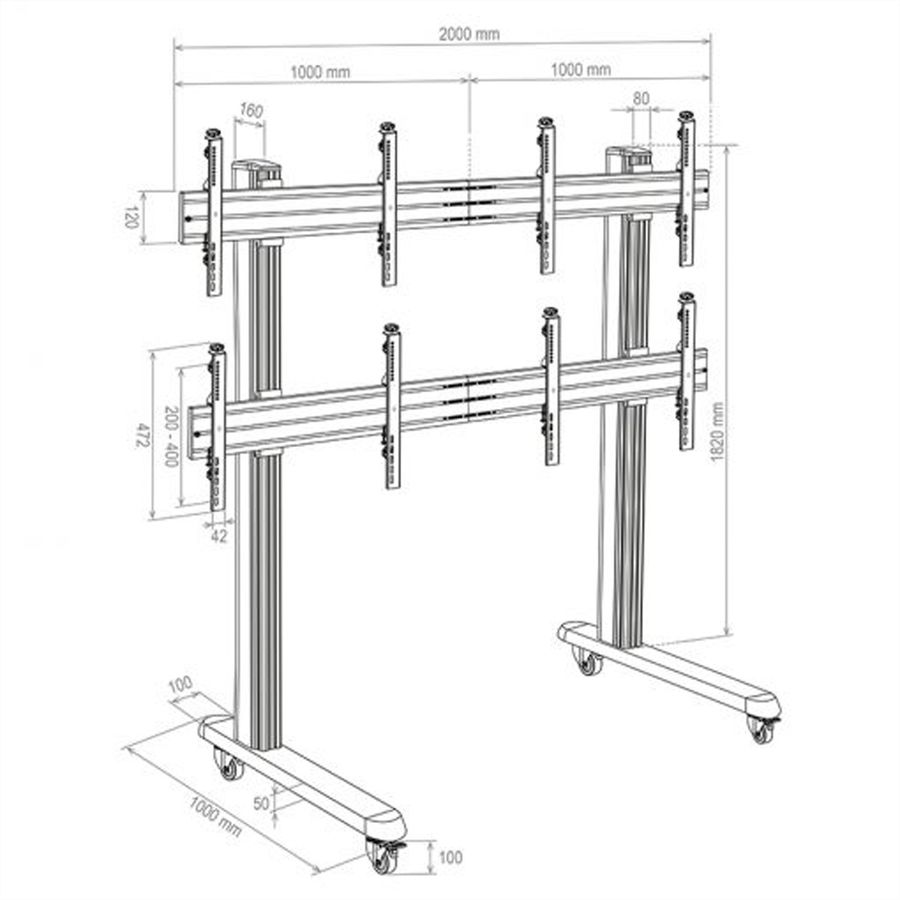 Hagor Wandhalterung HA-VWT 2 x 2 Landscape, Videowall-Trolley