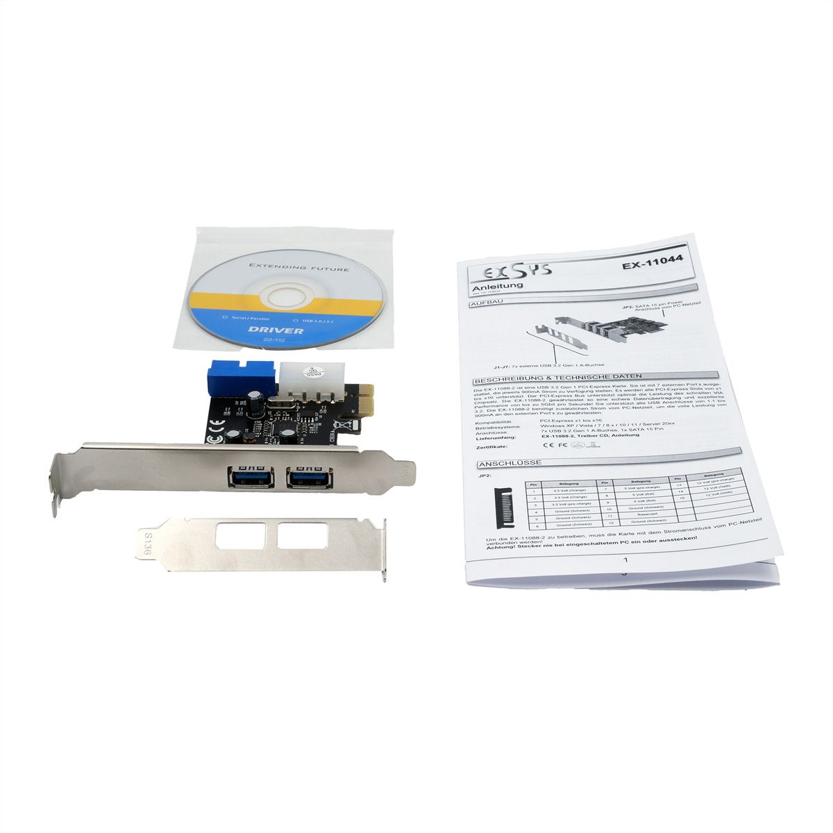 EXSYS EX-11049 2+2-Port USB 3.2 Gen 1 PCIe Karte