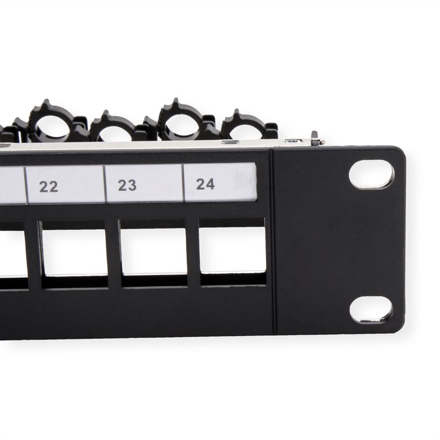 ROLINE 19-Zoll-Keystone-Modulträger, leer, 24P. geschirmt, Clip-Befestigung, schwarz